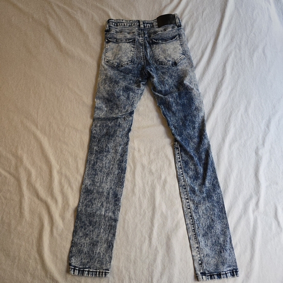 Rue21 Premium Men's 28W x 30L Stacked Skinny Supreme Flex Moto Jeans Acid Wash - Picture 5 of 7